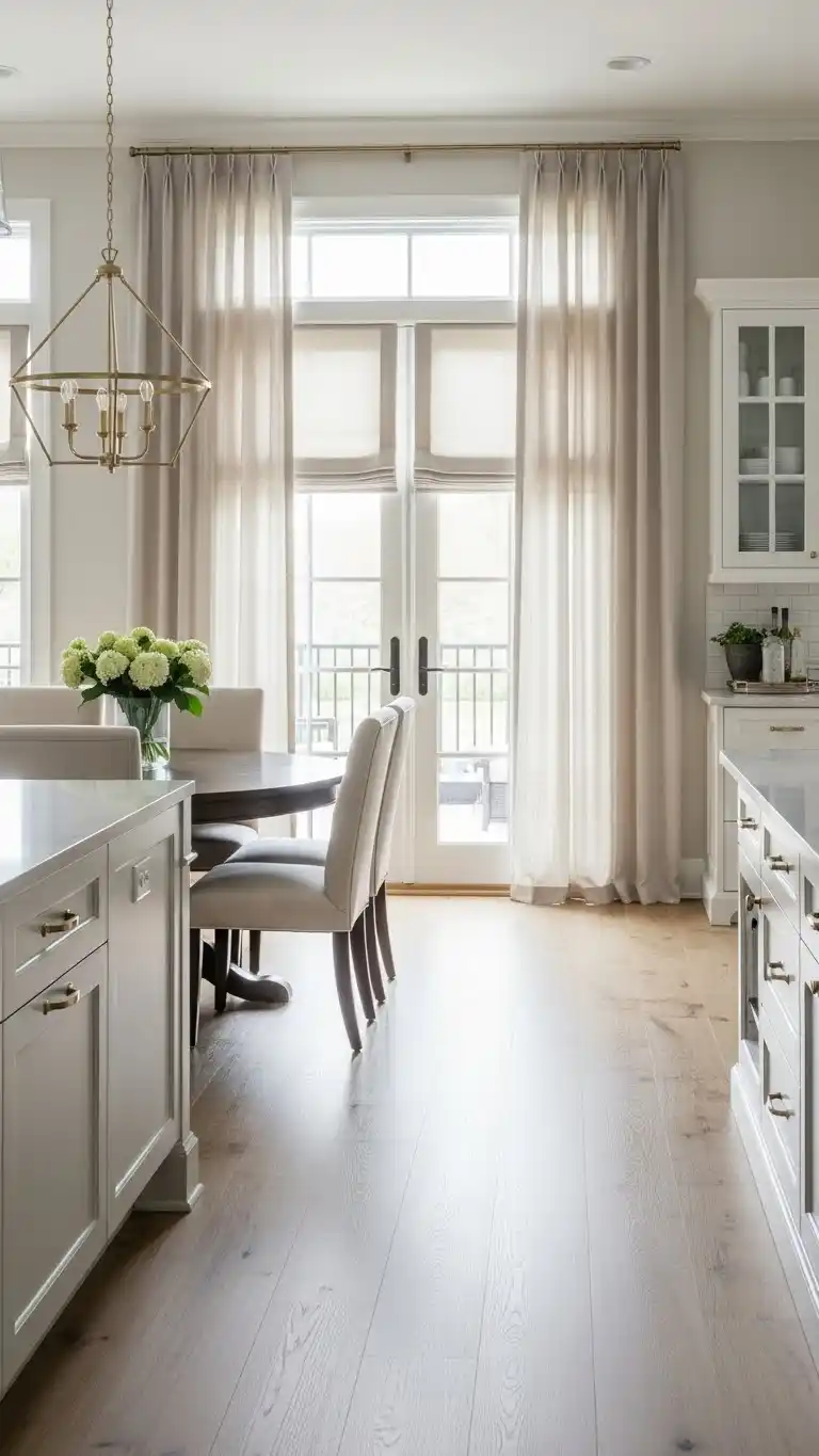 19. Floor-Length Drapes for Open-Concept Kitchens