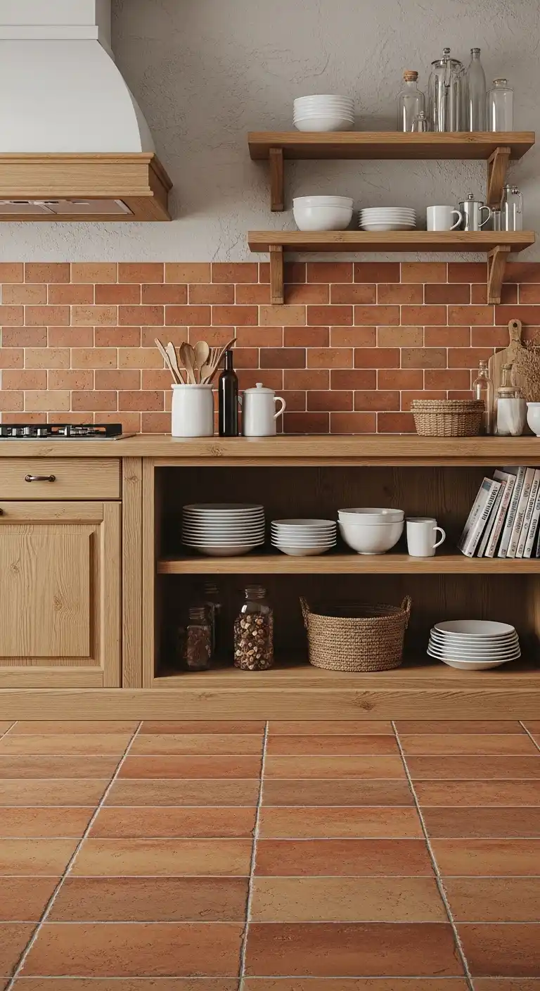 19. Terracotta-Style Porcelain Tiles for Rustic Charm