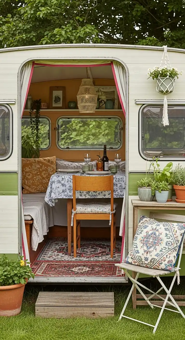 19. Vintage Caravan or Shed Converted into Dining Space
