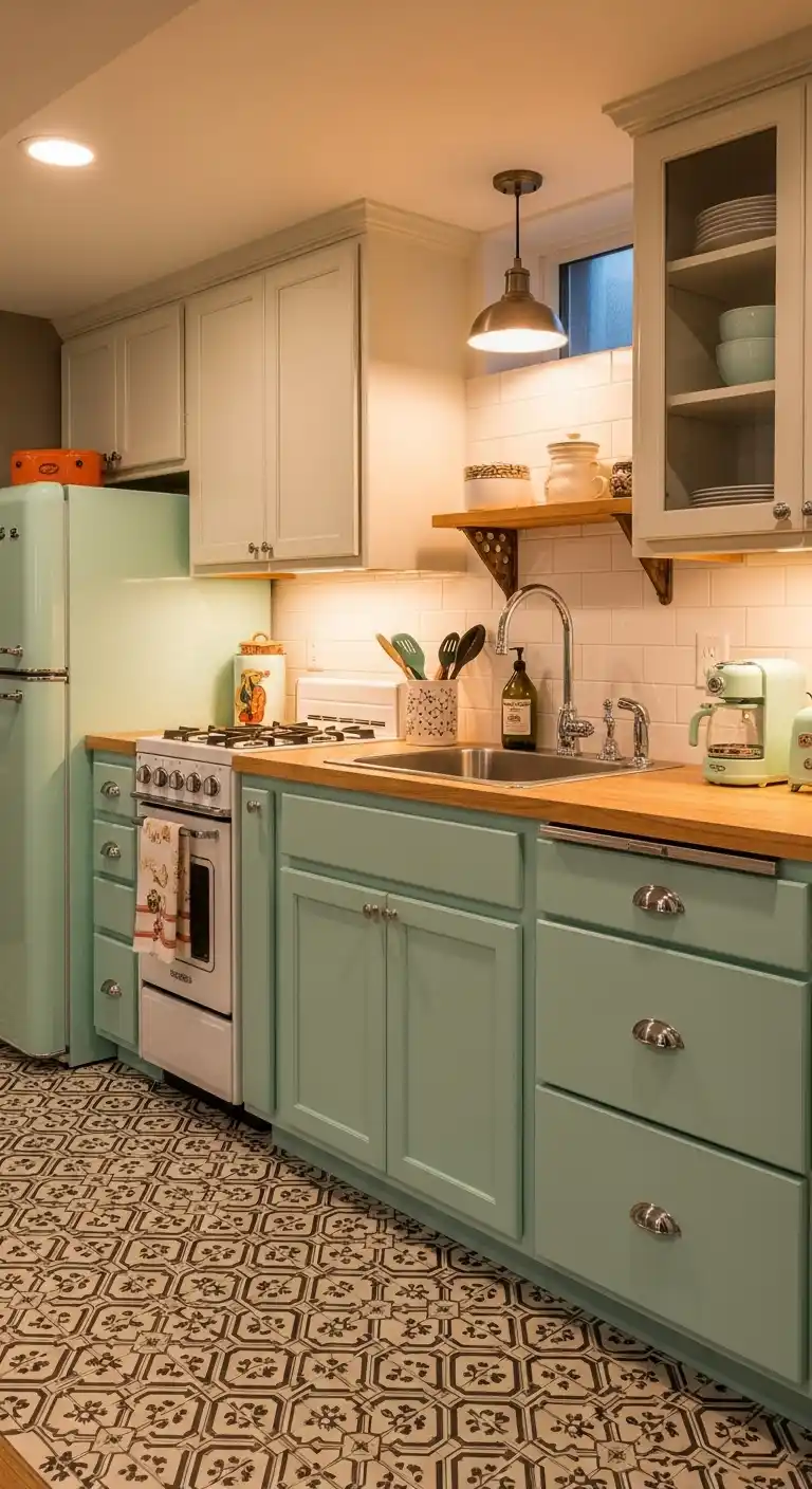 19. Vintage-Inspired Retro Kitchenette