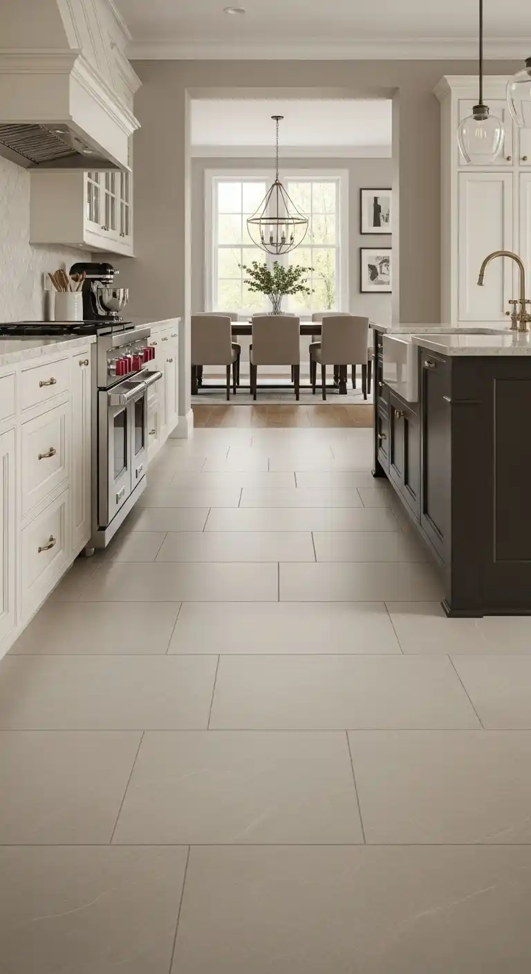 2. Large Format Porcelain Tiles to Open Up the Space