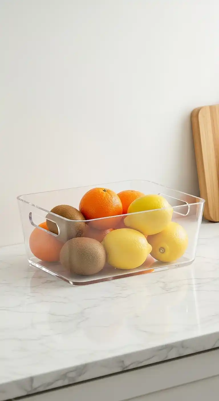 20. Clear Acrylic Basket for a Sleek, Invisible Look