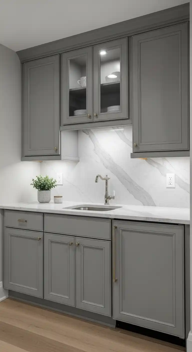 20. Elegant Gray and Marble Finish