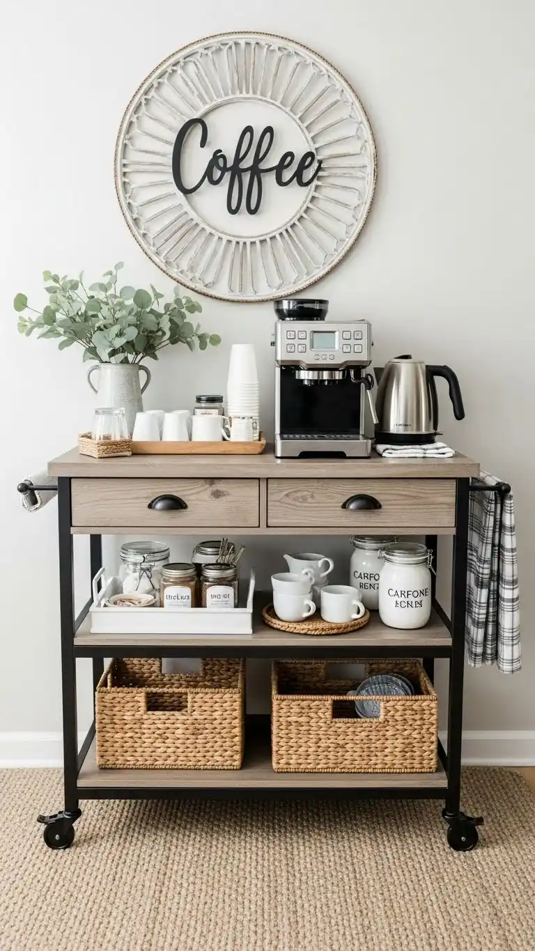 20. Rolling Cart Coffee Station