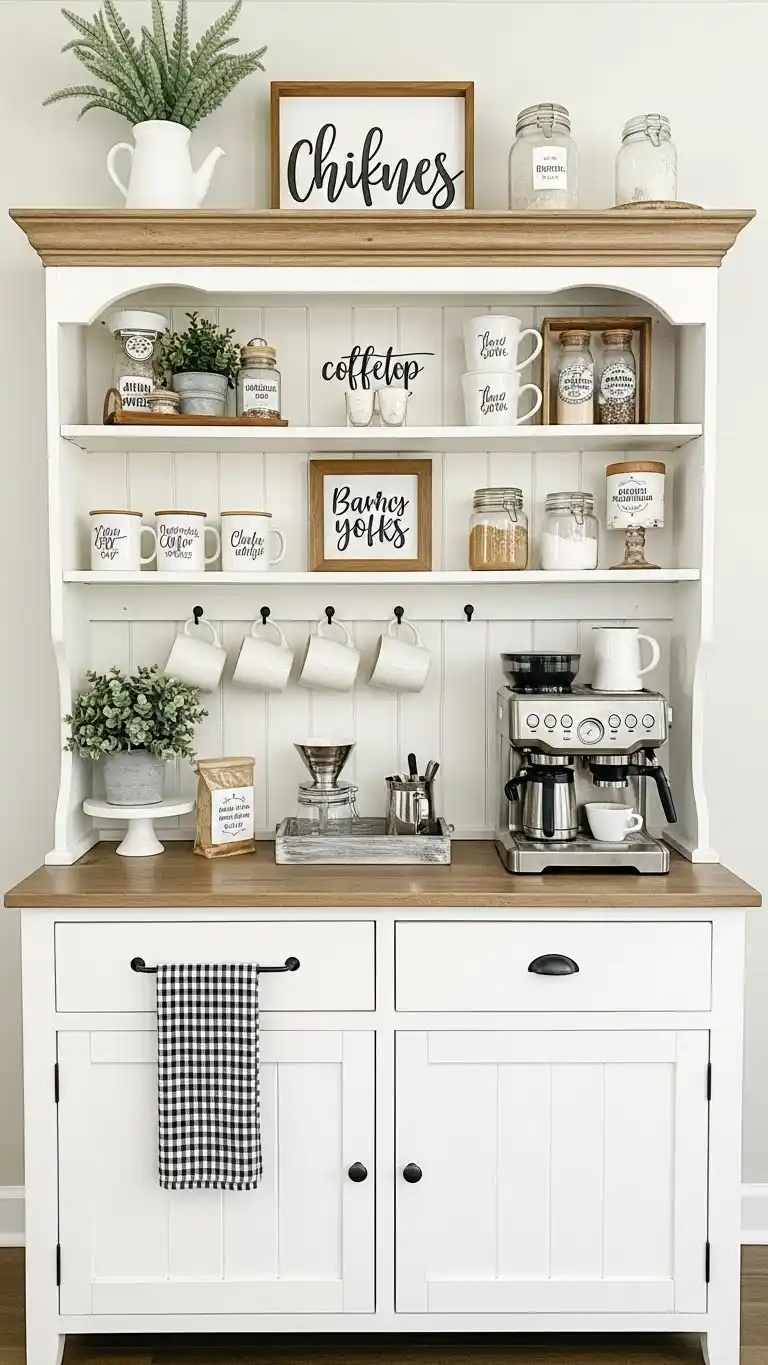 21. Farmhouse Hutch With Countertop Workspace