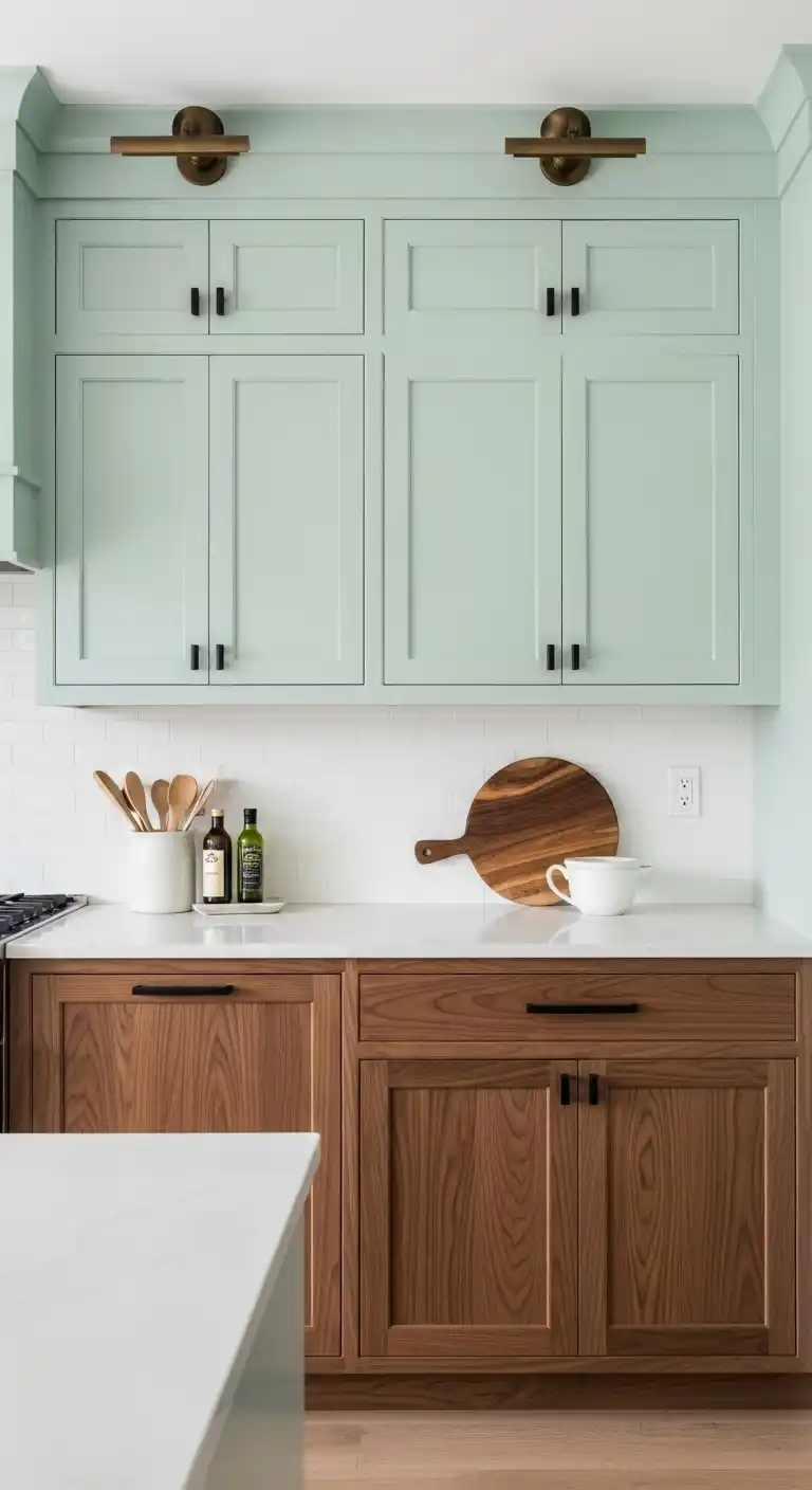 21. Mint Green and Walnut Cabinets