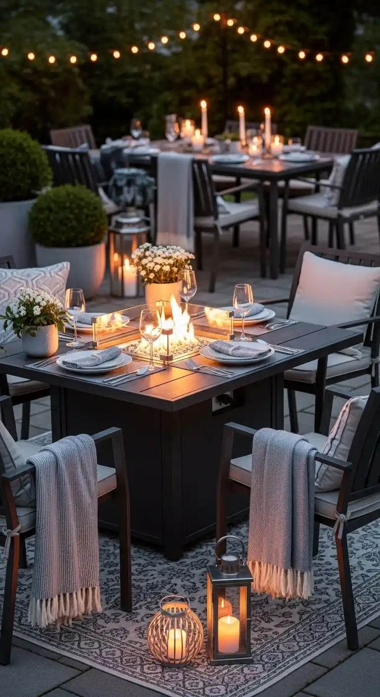 21. Outdoor Dining with Built-In Fire Pit Table