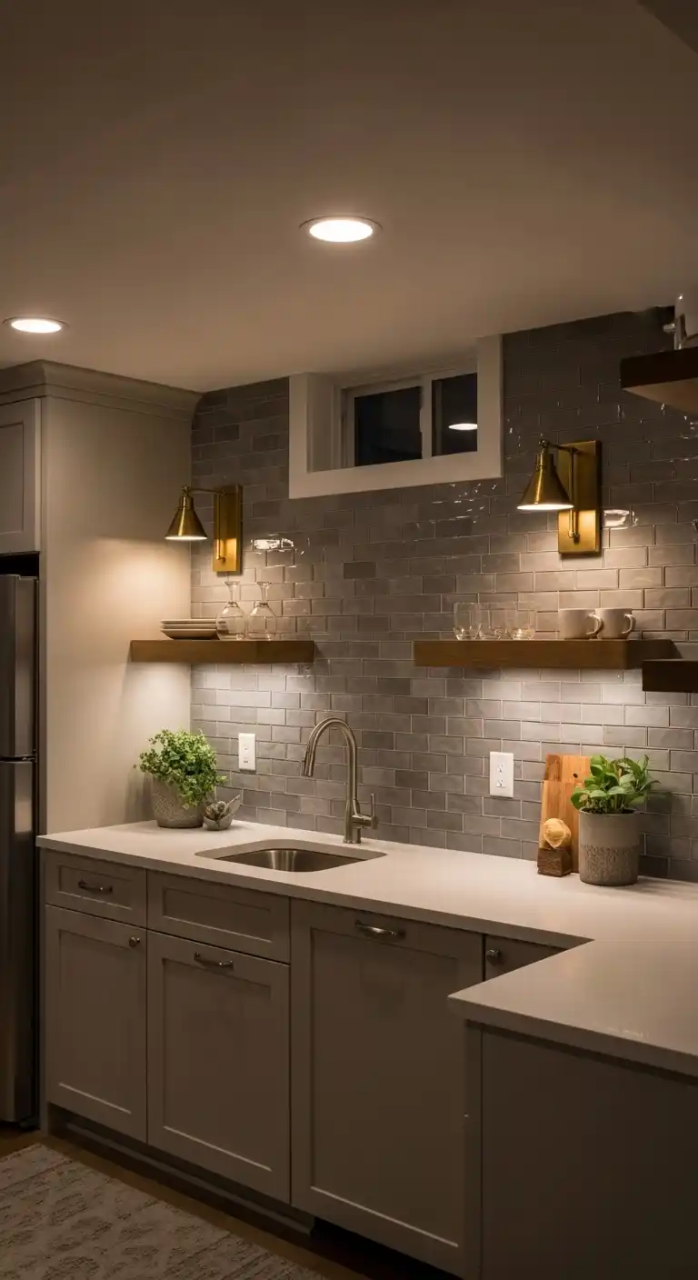 21. Smart Lighting Solutions for Basement Kitchenettes