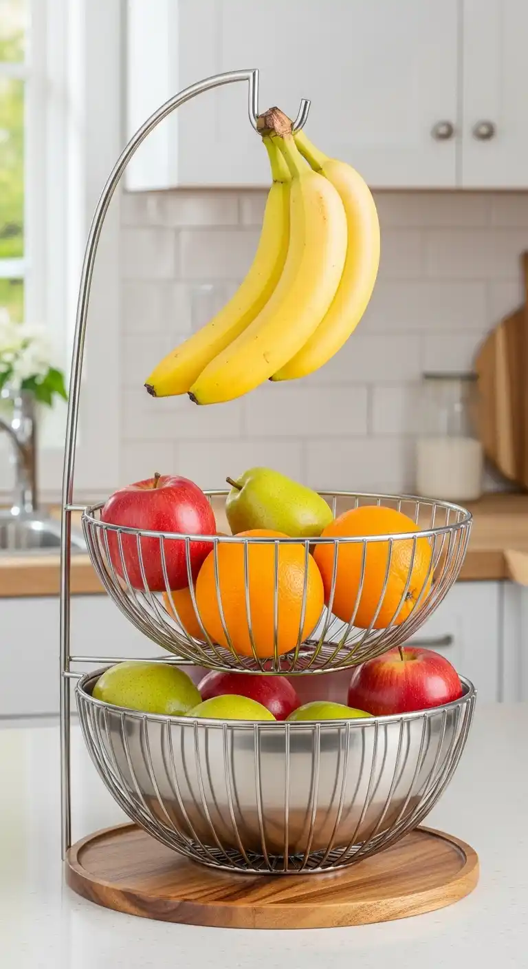 22. Fruit Basket with Built-In Banana Hook