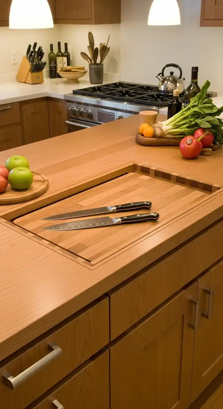 22. Maple Slab with Built-In Cutting Station