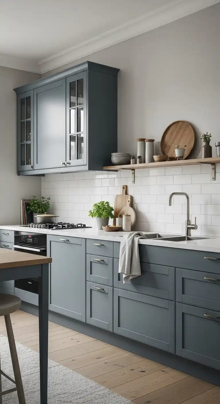 23. Blue-Gray Cabinets for Modern Nordic Sophistication