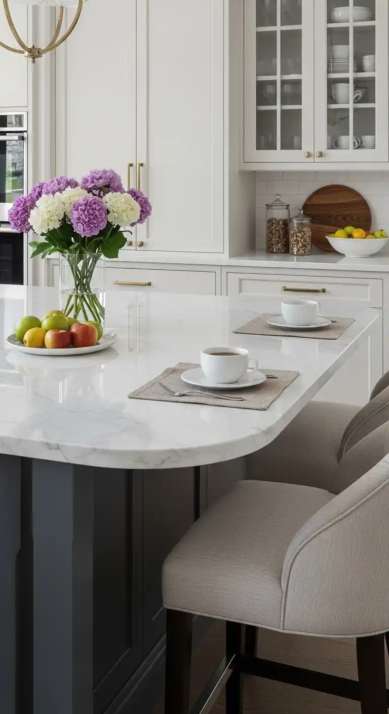 24. Calacatta Marble Breakfast Bar Extension