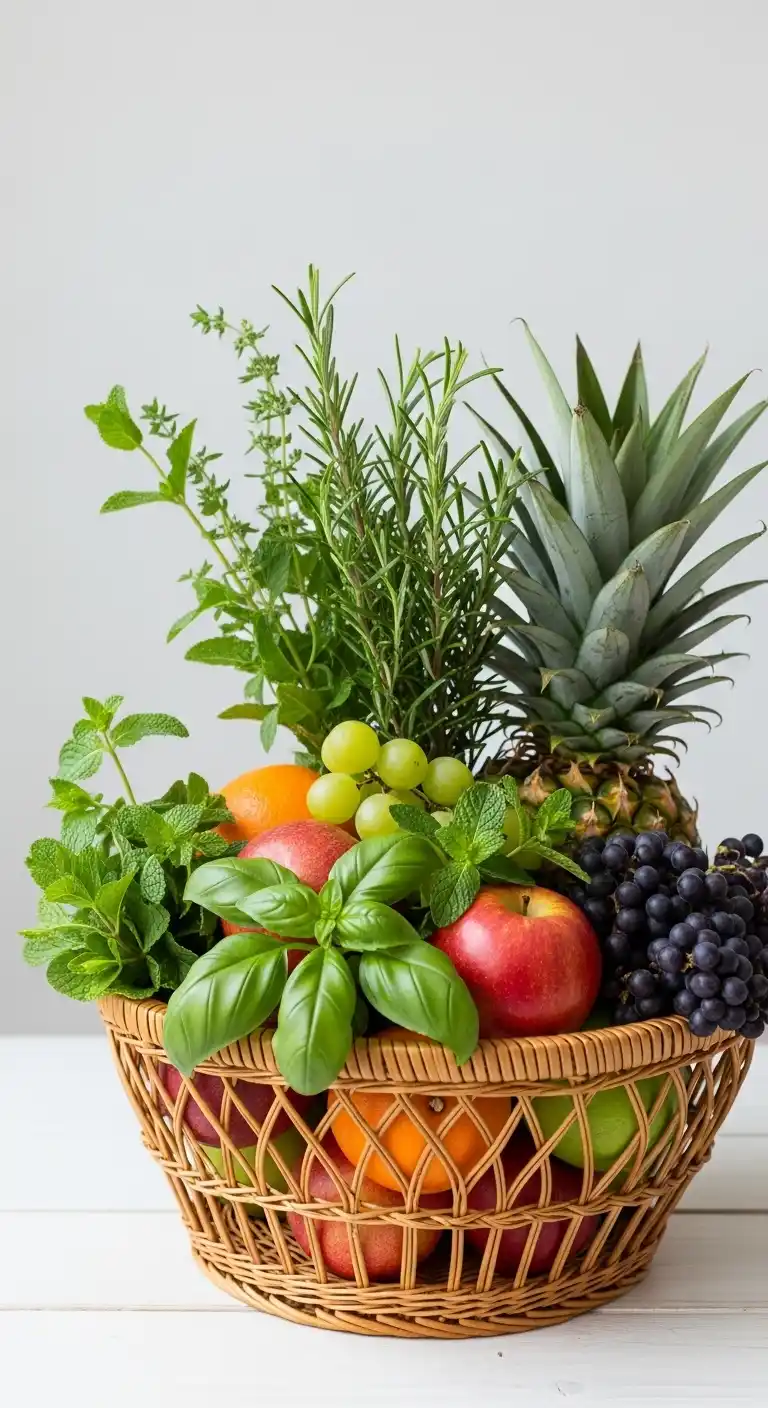 24. Fruit Basket with Herb Accents Decoration