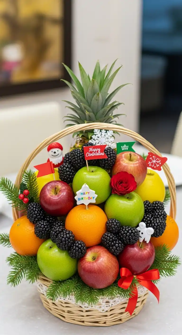 25. Festive Celebration Fruit Basket Decoration
