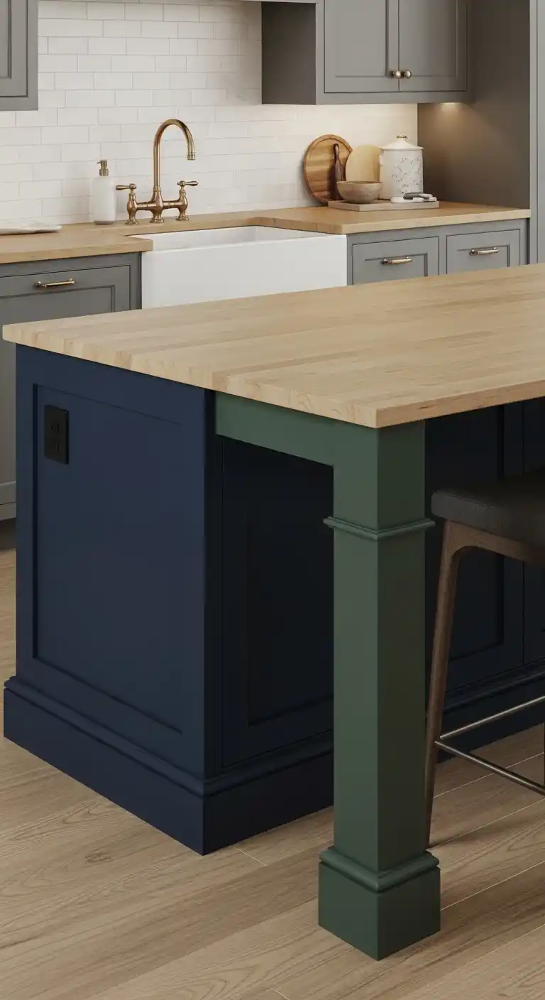 25. Maple Slab Countertop with Contrasting Island Base