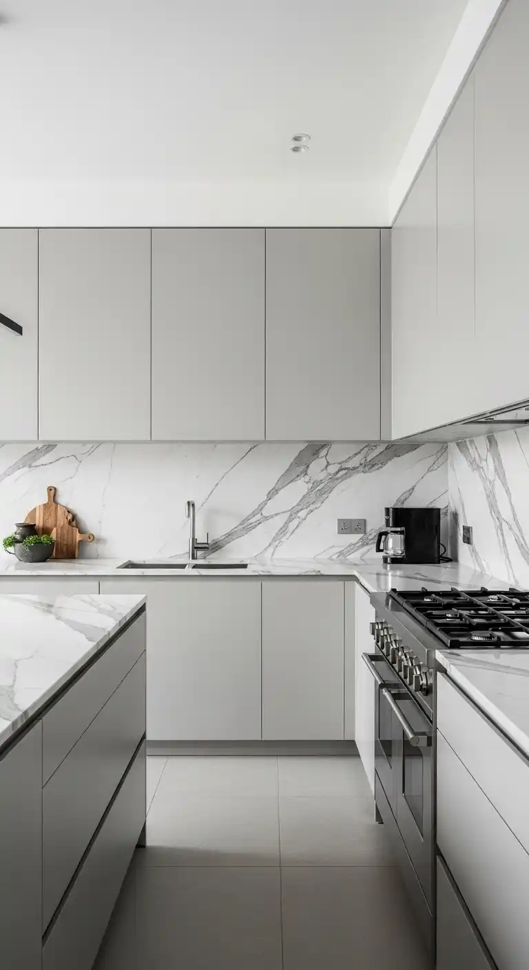 27. Minimal Modern Kitchen with Thin Calacatta Countertops