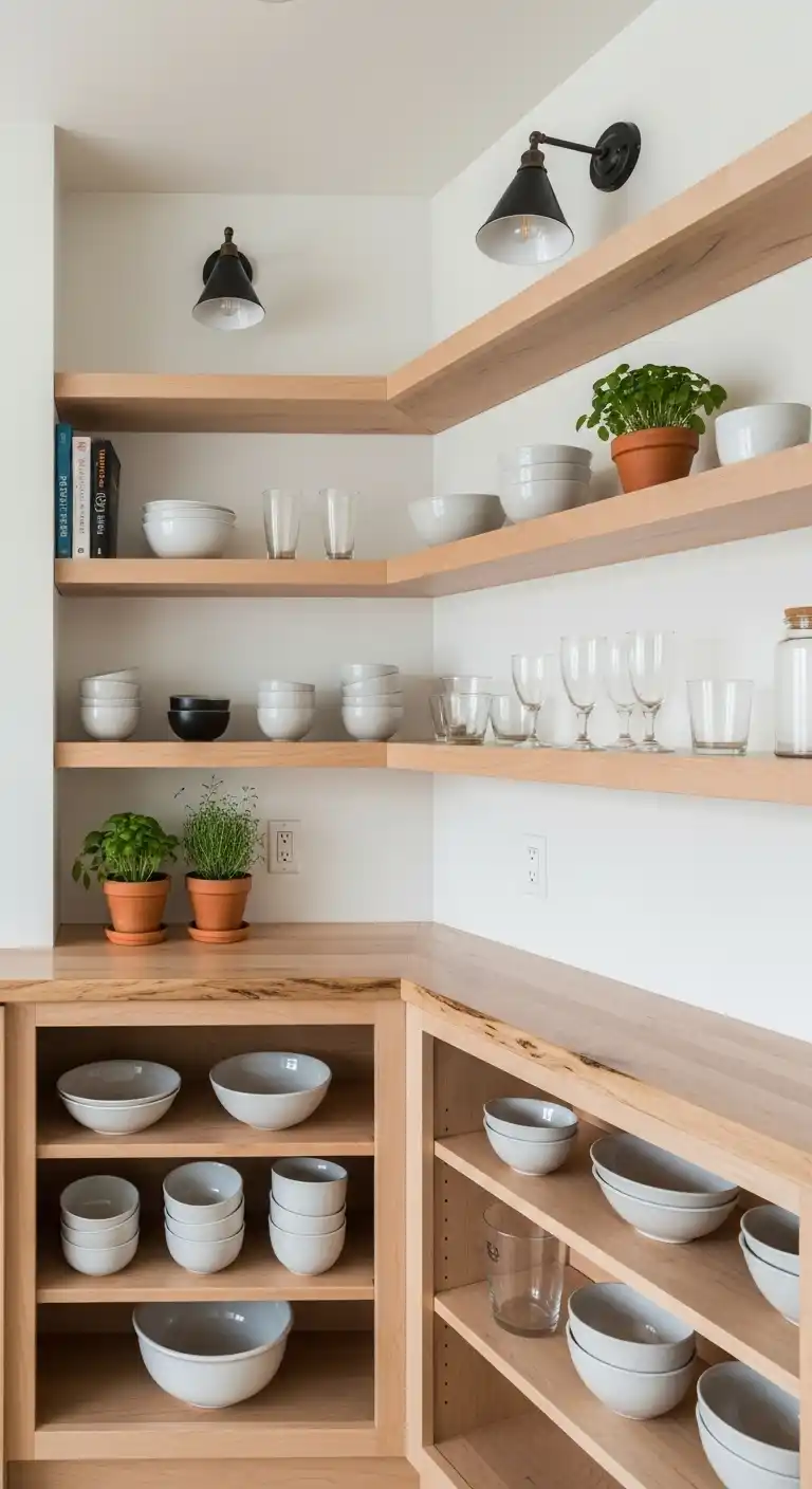 29. Maple Slab Countertop with Open Shelving