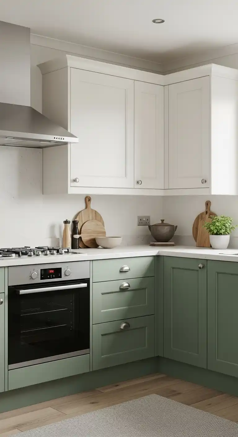 3. Sage Green Two-Tone Cabinets