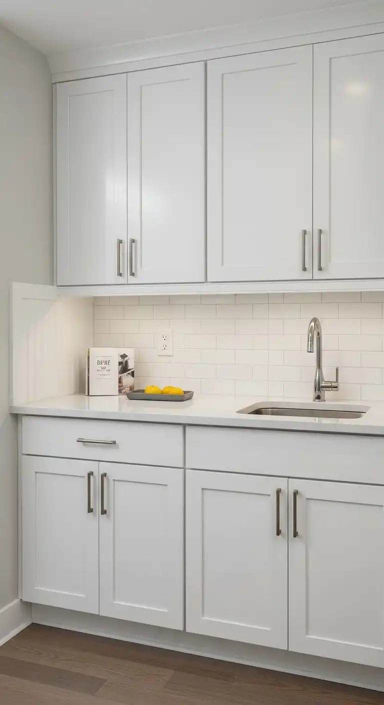 3. White-on-White Compact Kitchenette Design