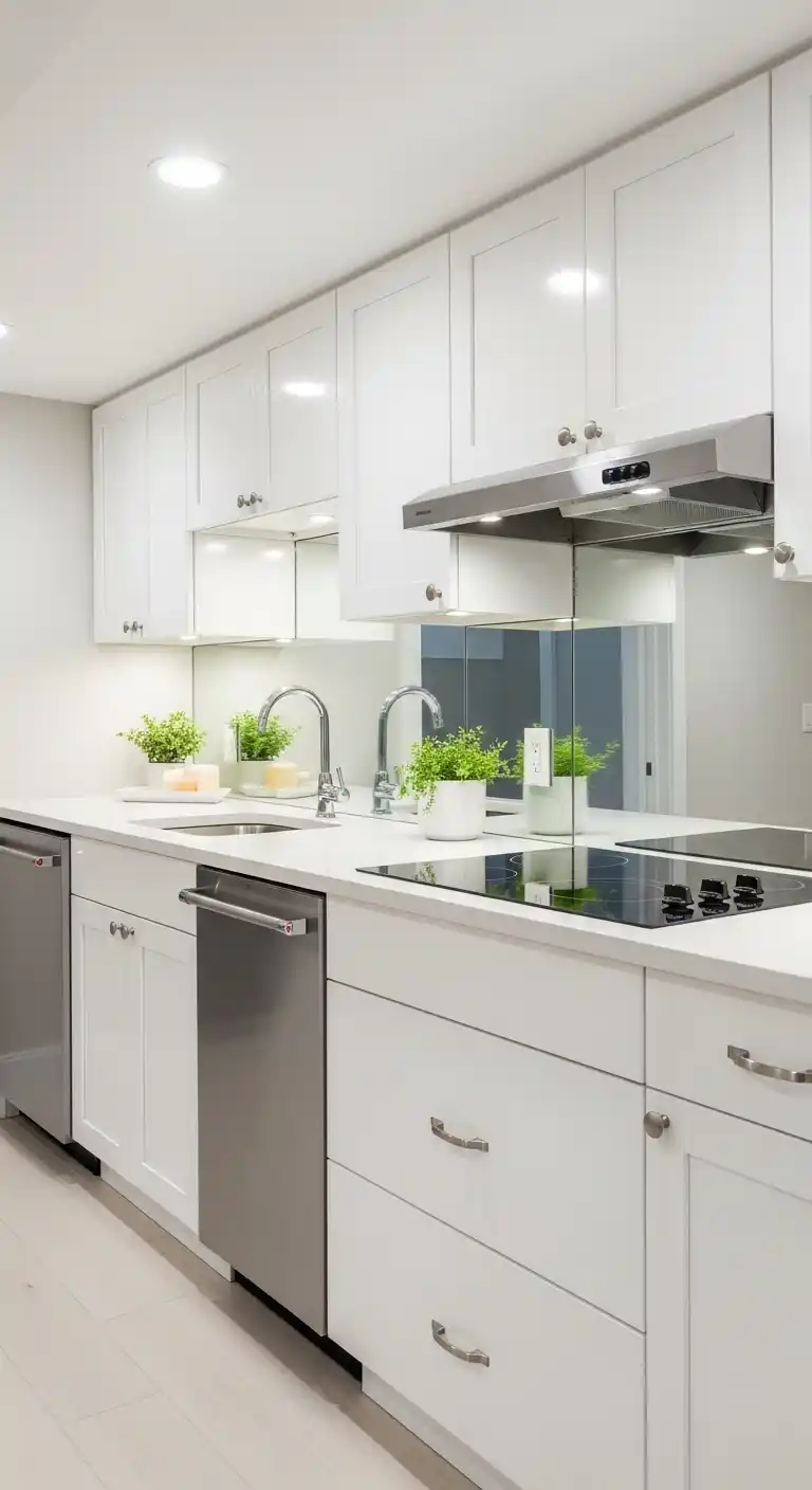 4. Bright White Kitchenette for an Airy Feel
