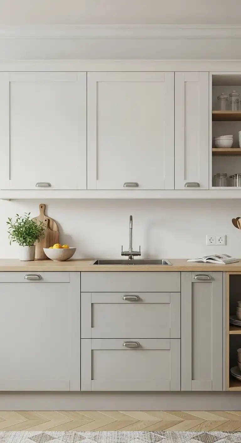 4. Two-Tone Scandinavian Cabinets for Subtle Contrast