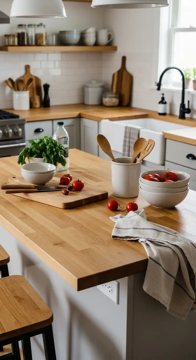 5. Butcher Block Maple Slab for Function and Style