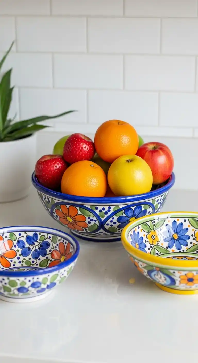 5. Ceramic Fruit Bowl with Hand-Painted Details