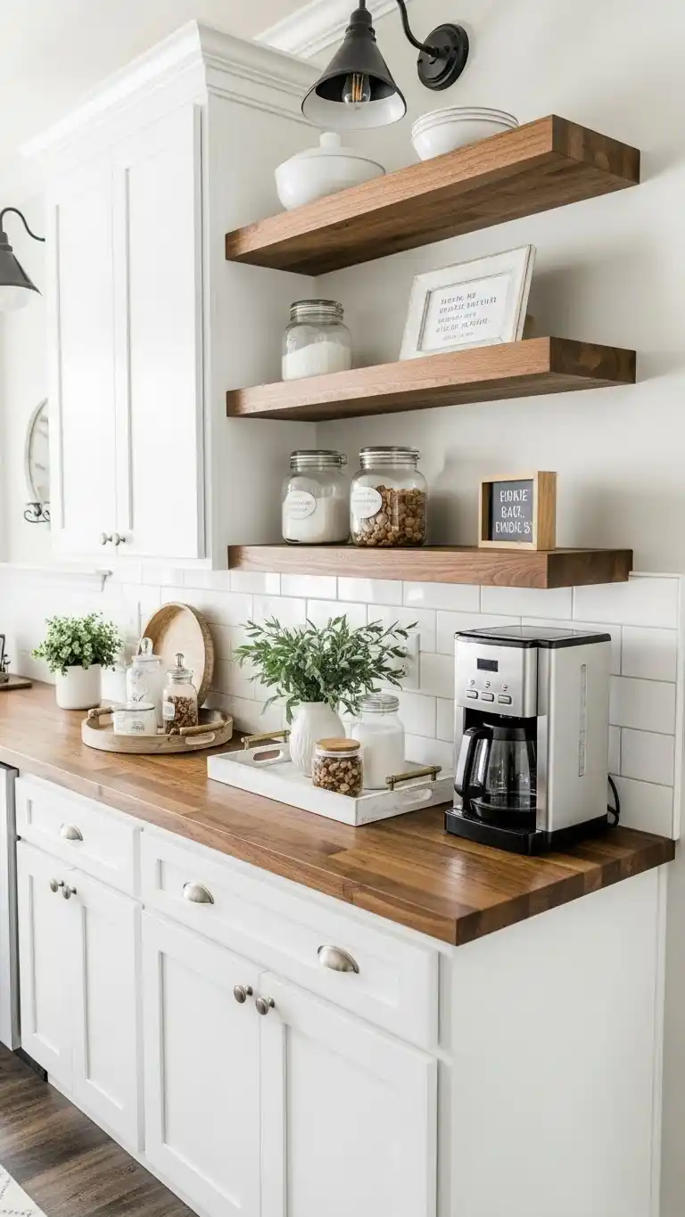 5. Elegant White & Wood Warmth