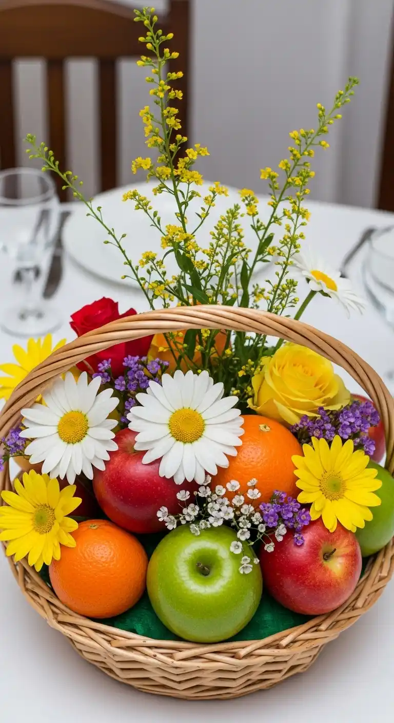 5. Fruit and Flower Combo Basket Decoration