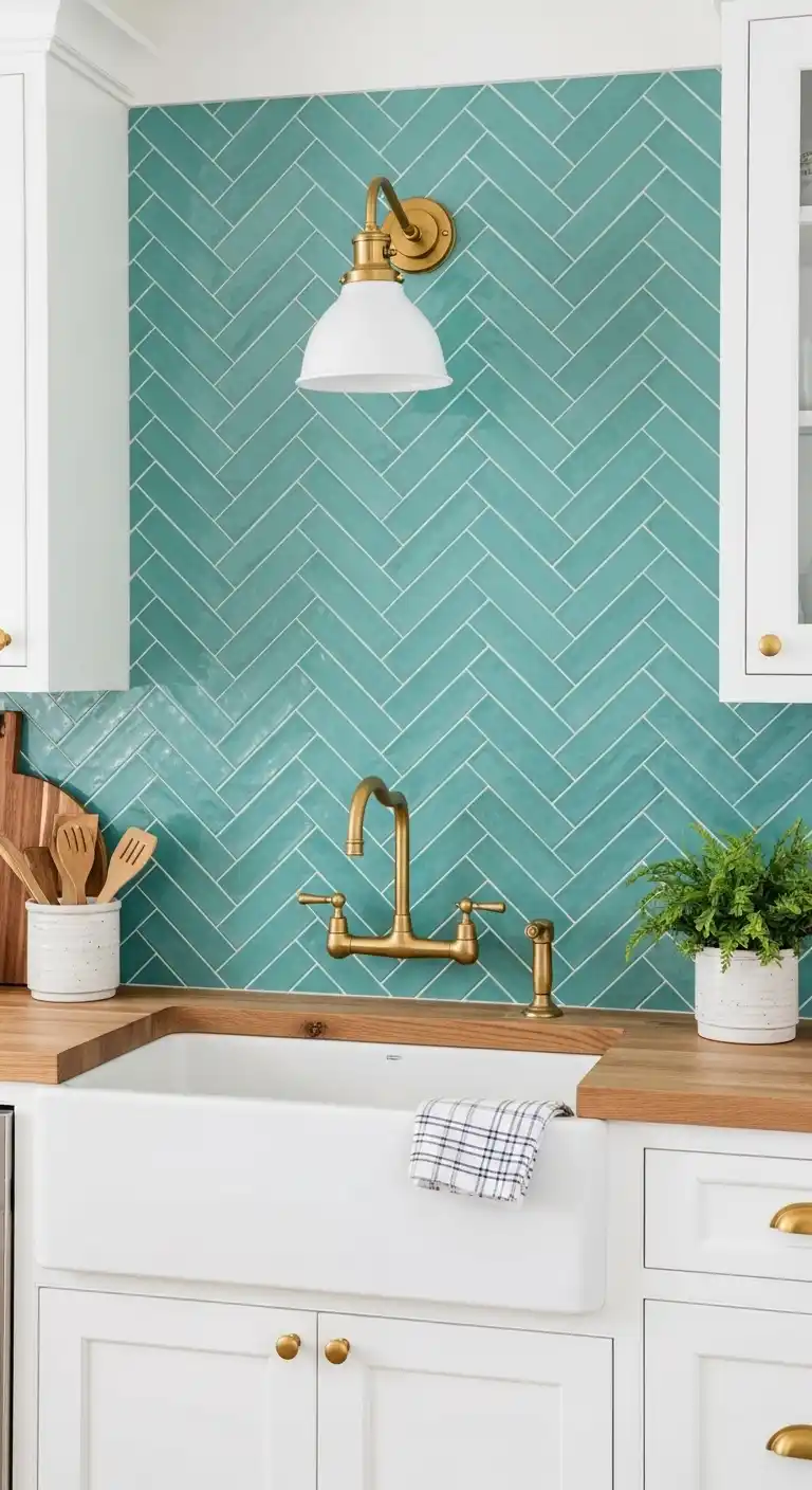 6. Aqua Herringbone Charm