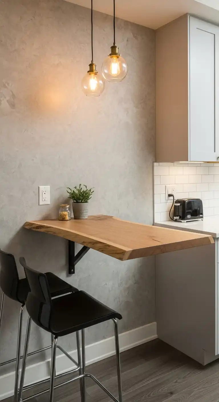 6. Floating Maple Slab Breakfast Bar