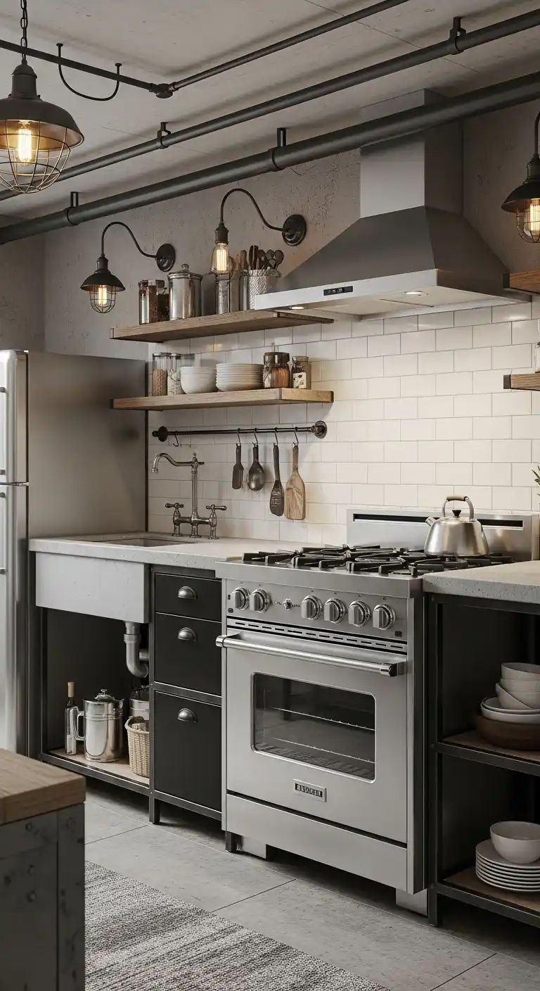 6. Industrial Chic Kitchenette Design