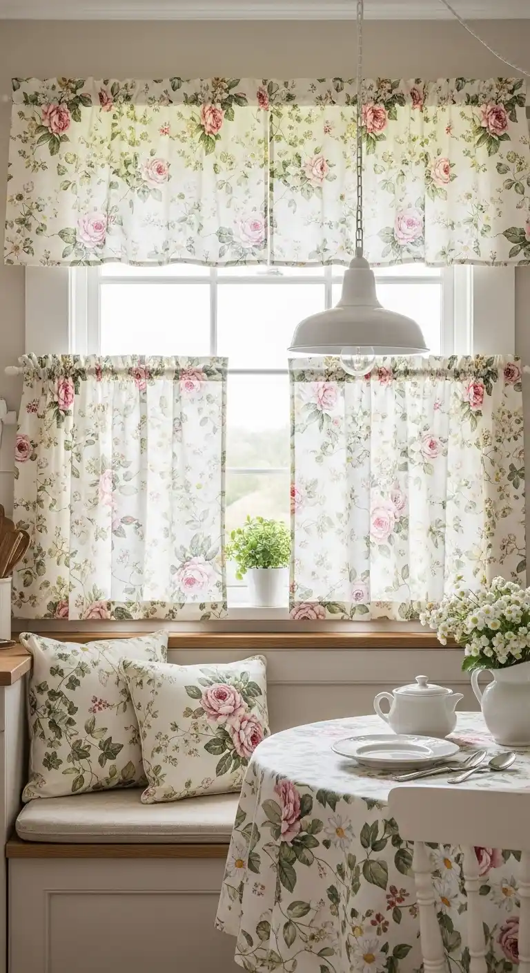 7. Bring in Floral Prints and Curtains