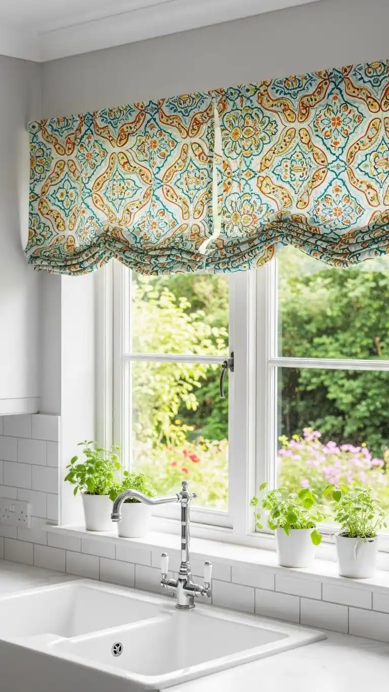 7. Patterned Valances for a Pop of Color