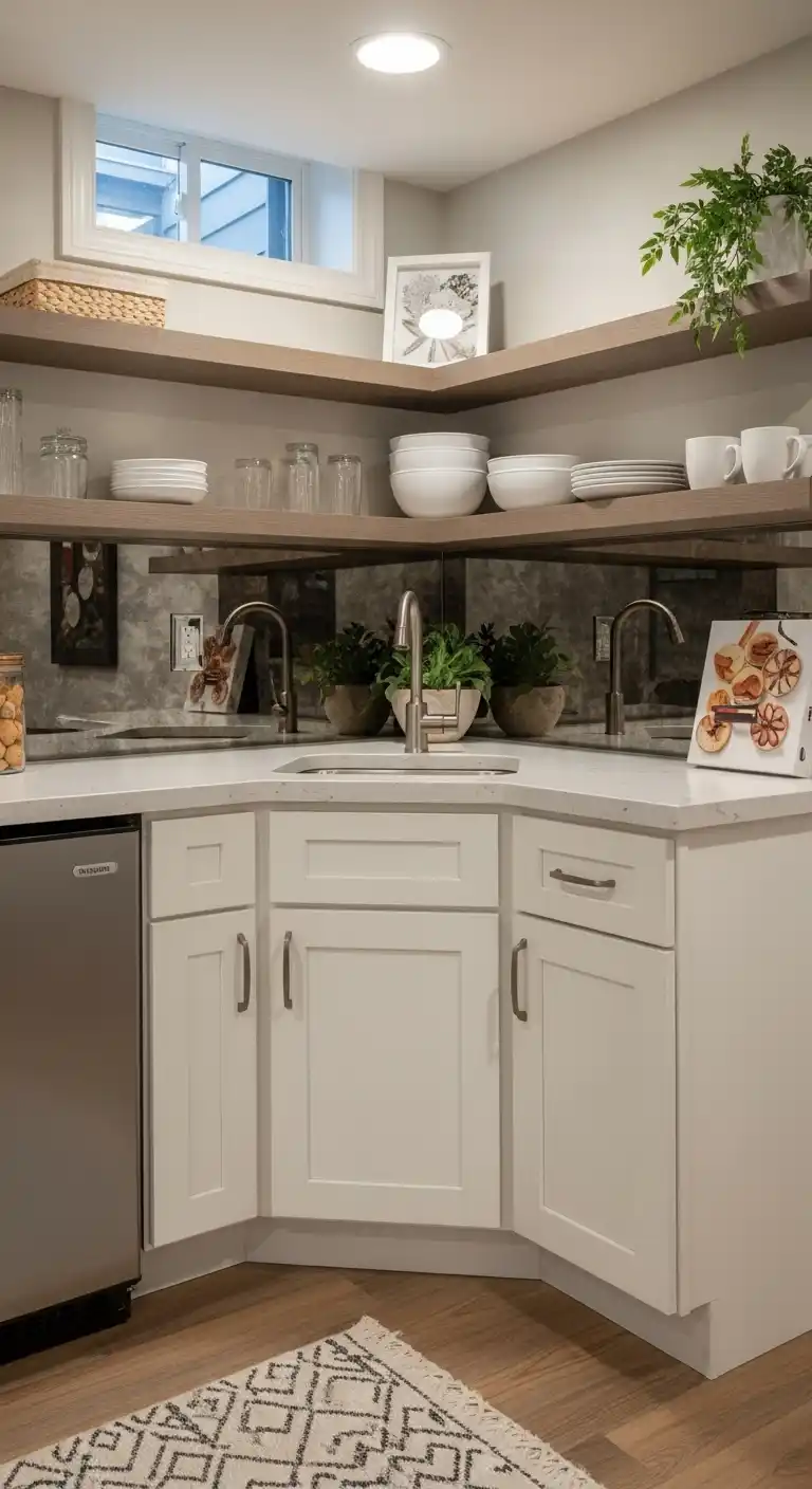 8. Compact Corner Kitchenette Design