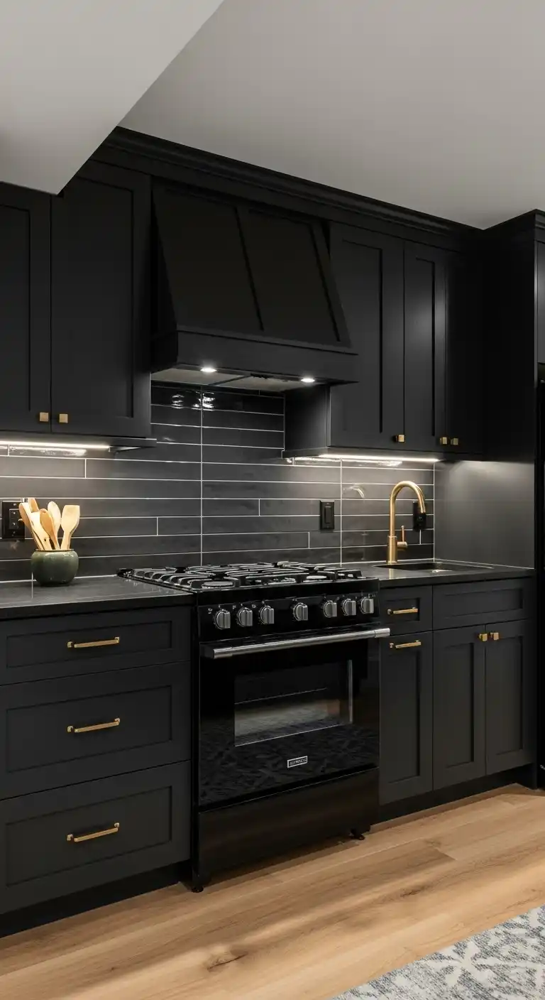 9. All-Black Contemporary Basement Kitchenette