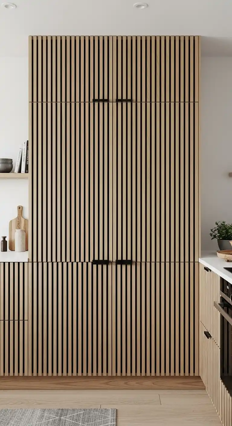 9. Cabinetry with Vertical Wood Slats