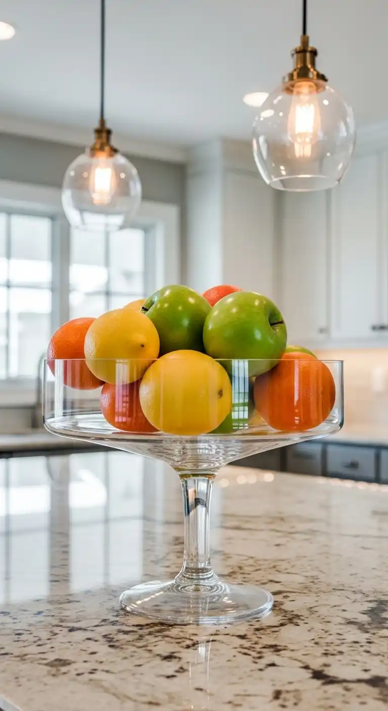 9. Glass Pedestal Bowl for Elegant Kitchens
