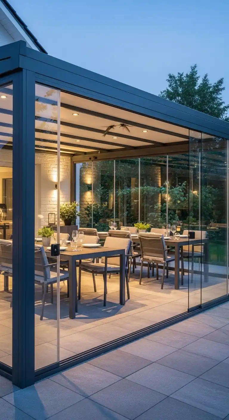 9. Glass-Walled Outdoor Dining Room
