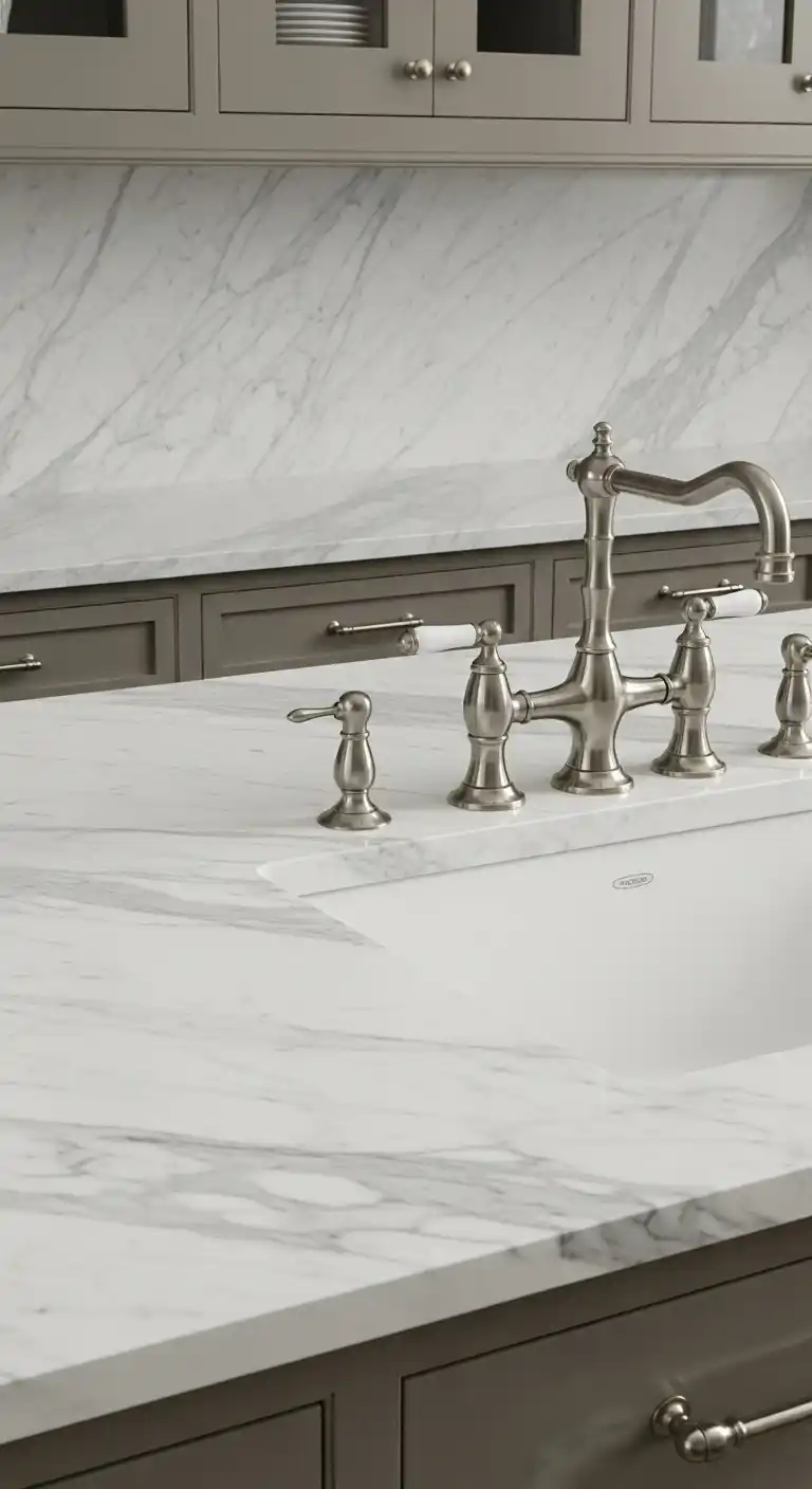 9. Honed Calacatta Marble for a Subtle Matte Finish