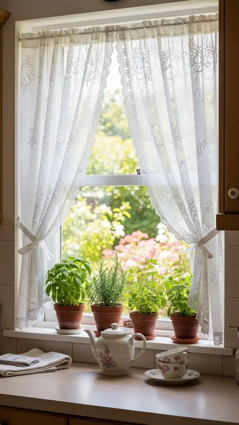 9. Lace Curtains for a Delicate Touch