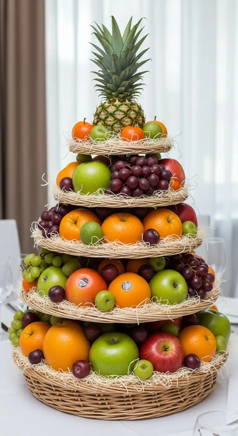 9. Layered Fruit Display Basket Decoration