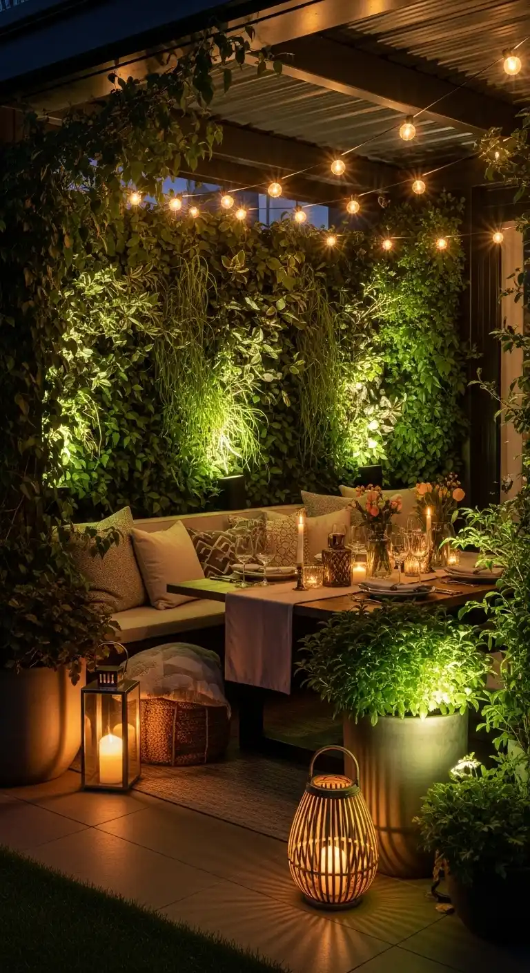 Layering Lighting, Decor, and Greenery for Ambiance