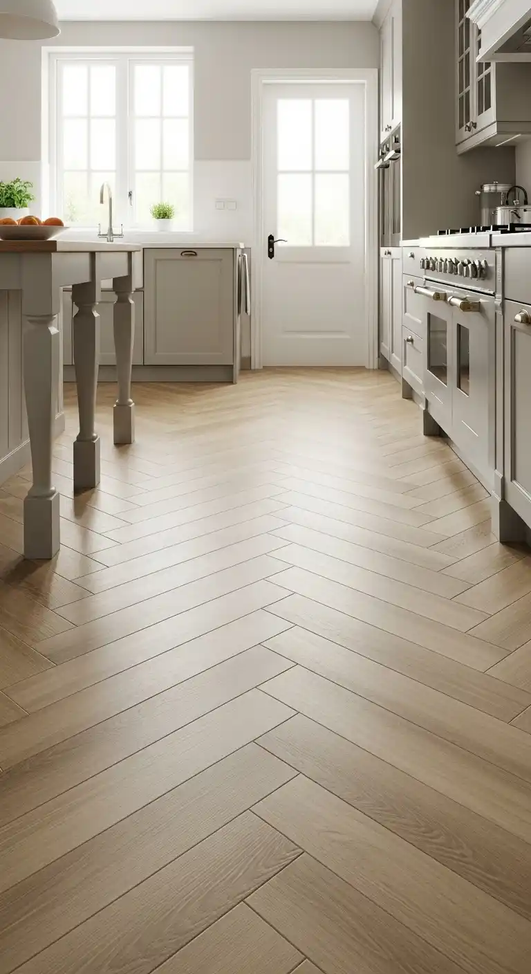 Why Herringbone Floors Work So Well in Kitchens