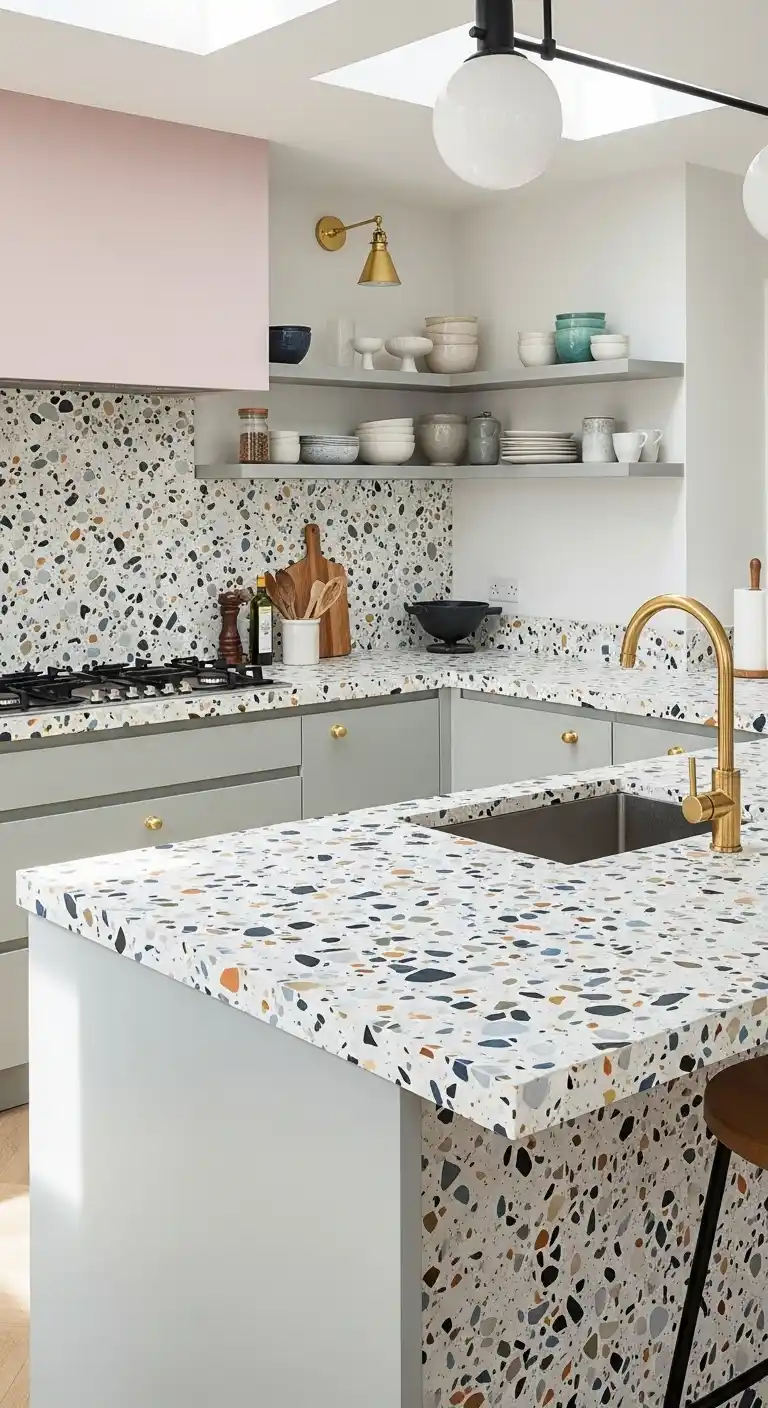 10. Opt for Terrazzo Countertops for Artful Charm