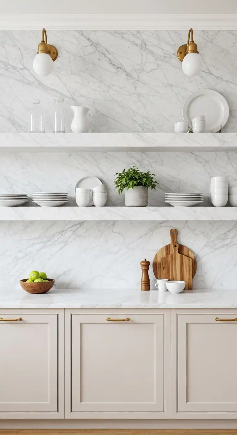 10. Seamless Calacatta Marble Shelving