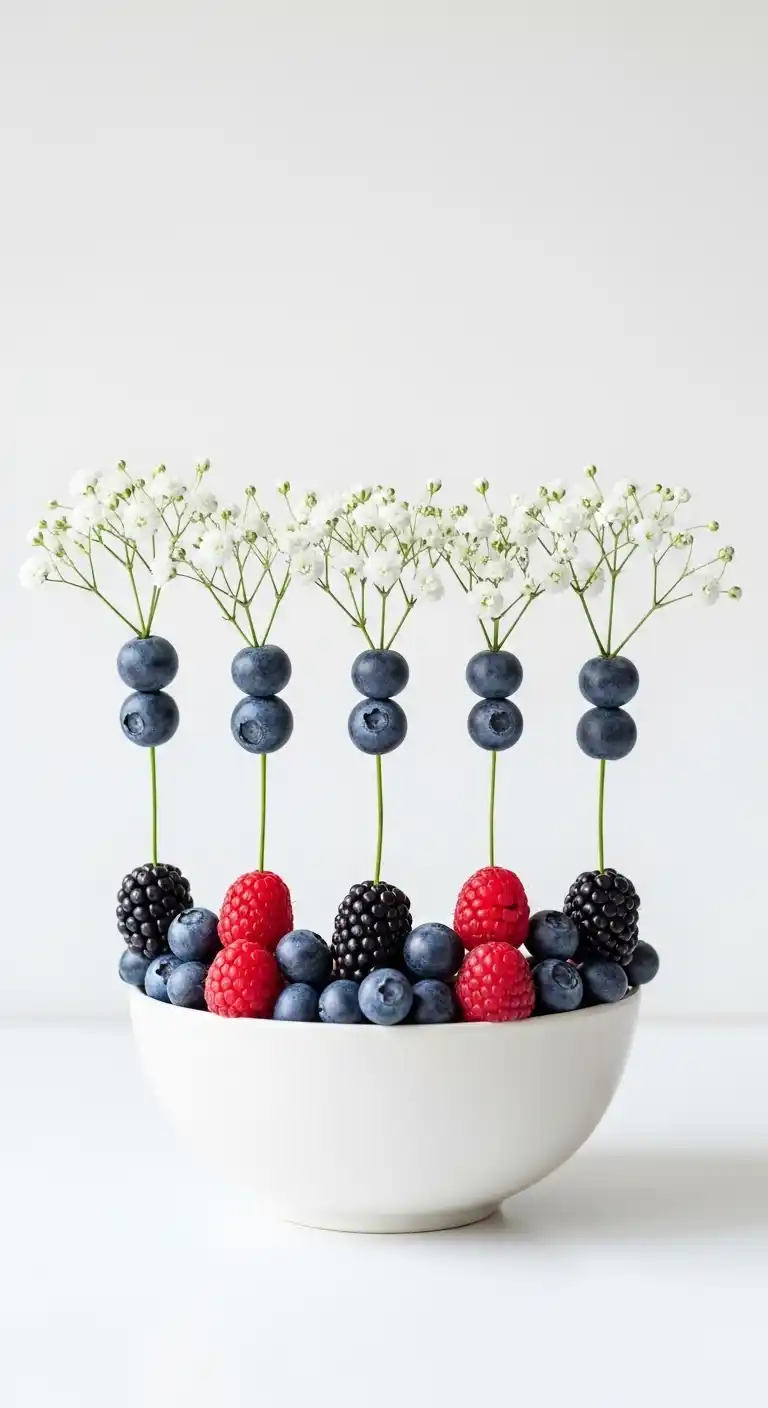 12. Berry and Baby’s Breath Delicate Display