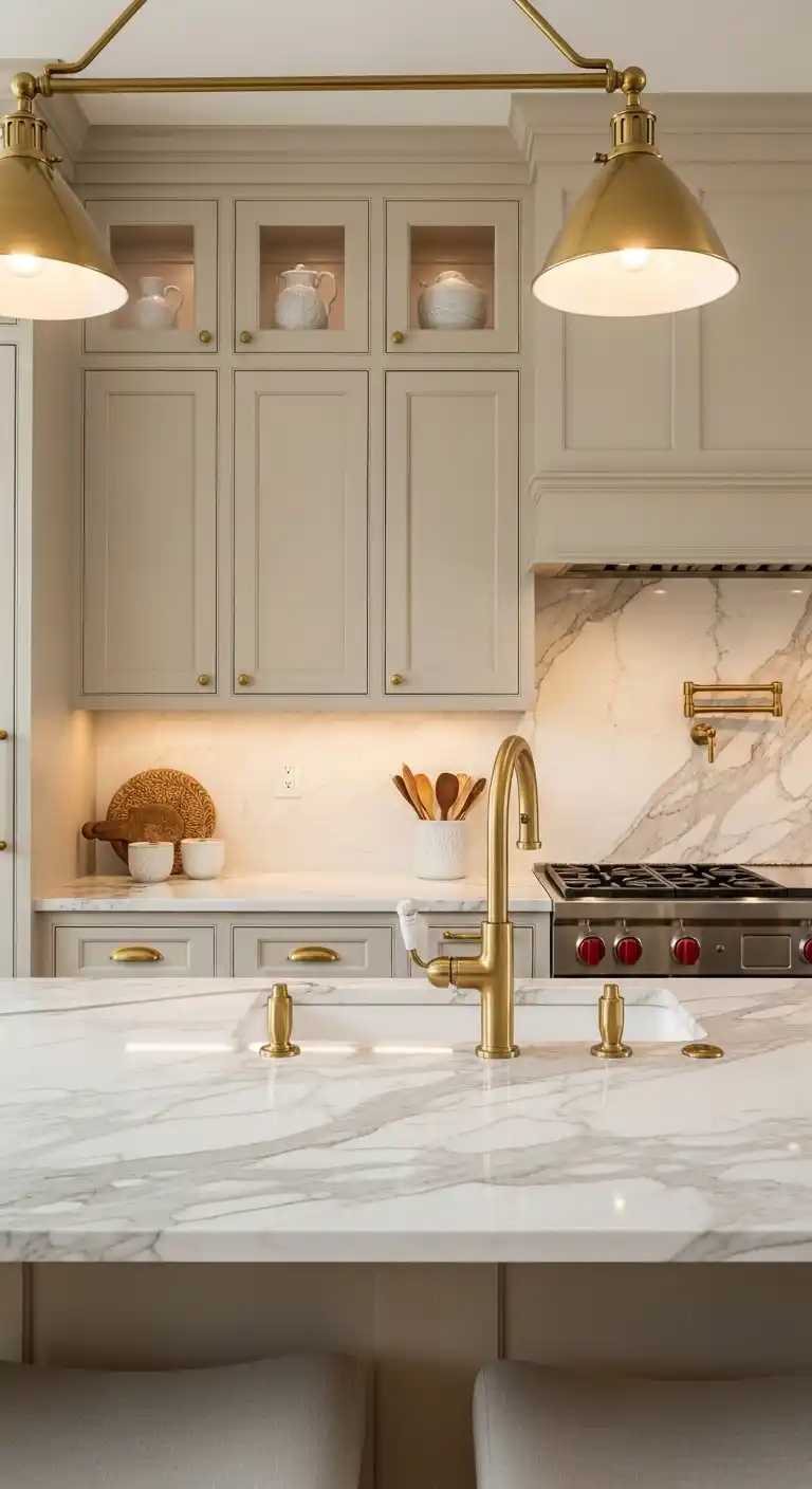 12. Calacatta Marble with Brass or Gold Hardware