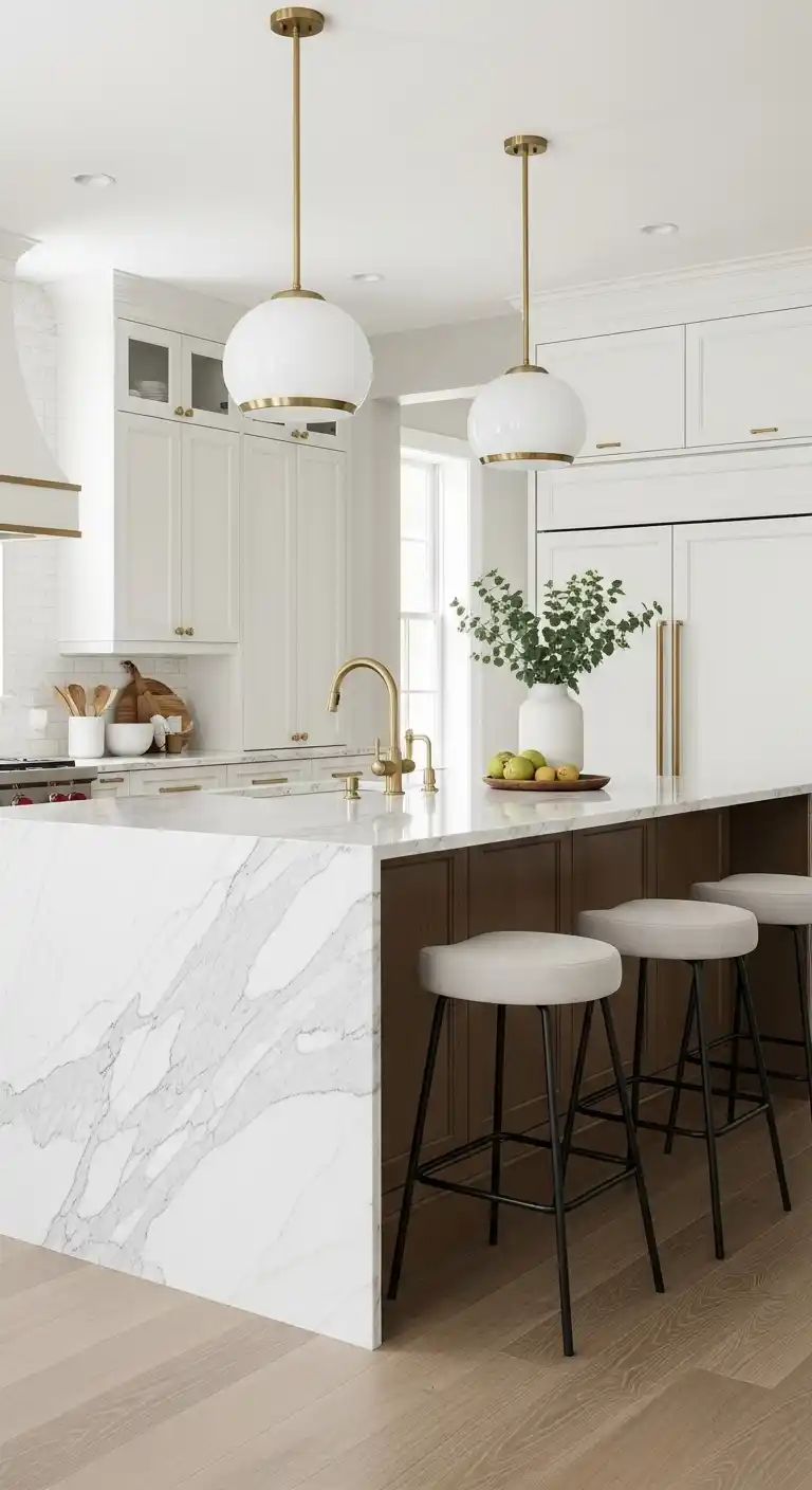 13. Calacatta Marble Island with Seating Extension