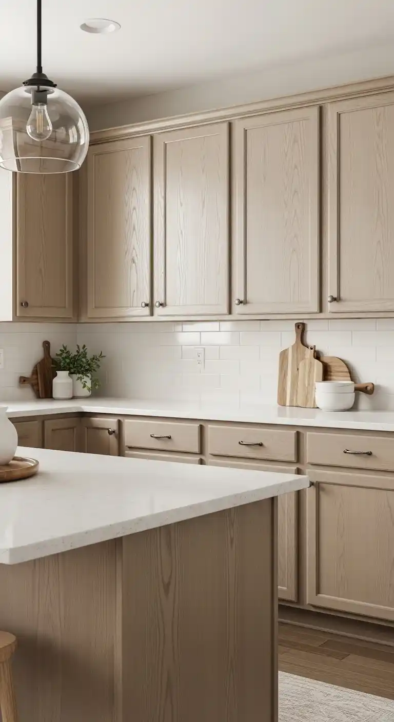 15. Off-White Quartz with Oak Cabinets
